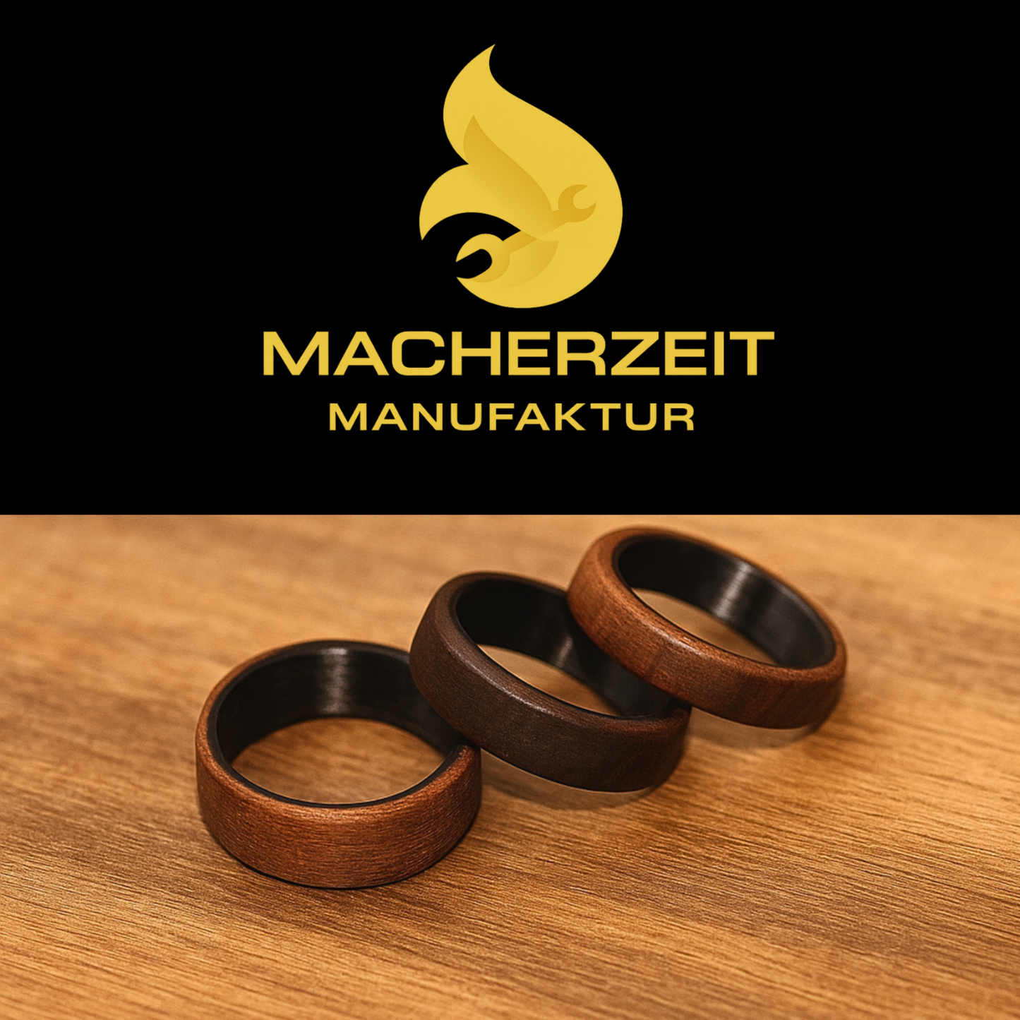 Hybridring aus Purpleheart Holz & Carbon - individuell handgefertigt
