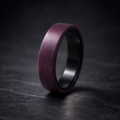 Hybridring aus Purpleheart Holz & Carbon - individuell handgefertigt