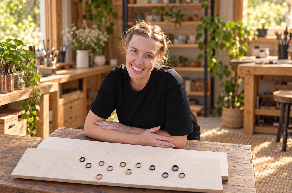 Fusionsring Carbon x Nussbaumholz - individuell handgefertigt